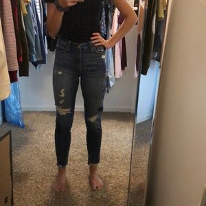 High waisted embroidered jeans